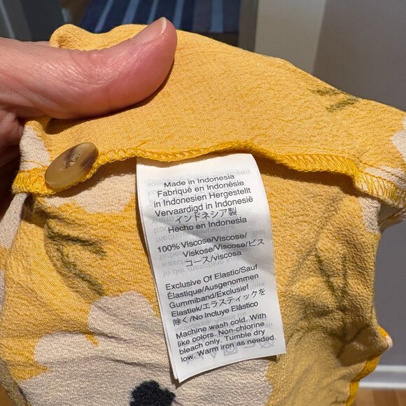 Madewell Button Front Midi Dress Ikat Floral Yellow Sundress Women’s Size 6 NWT - Picture 9 of 12